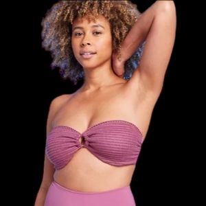 SHADE & SHORE NWT Women's Crochet Bandeau Bikini Top Pink 38DD